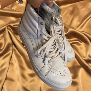 White Leather SK8-Hi Vans
